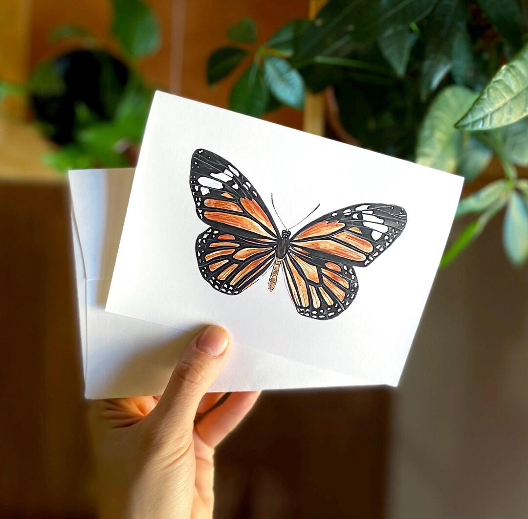 Monarch Butterfly - Greeting Note Card W/ Envelope (blank Inside ...