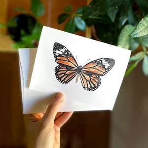 Monarchfalter Schmetterling - Grußkarte mit Umschlag (innen leer) - Aquarell Mini Kunstdruck - Insekt Illustration - Minnesota