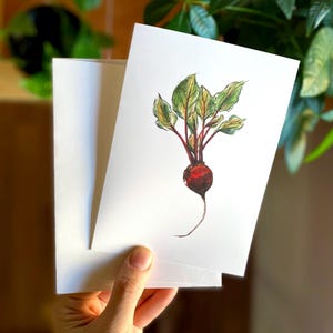 Beterraba - Cartão de saudação com envelope (em branco por dentro) - Mini impressão de arte vegetal - Presente de jardineiro - Mercado do fazendeiro - Desenho botânico