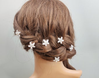 6 pcs bridal flowers hair fork, wedding hair accessories, bridesmaid hair spiral for women