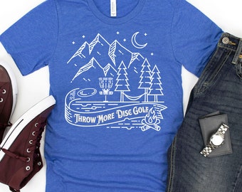 Disc Golf Dash Tee,Throw More Disc Golf Camping Scene, Gifts For Dad, Disc Golf Gifts, Frisbee Golf, Disk Golf, Disc Golf Basket