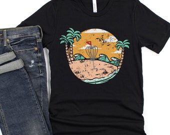 Disc Golf Dash Tee, Disc Golf Vintage Beach Scene,Disc Golf Shirt, Gifts For Dad, Disc Golf Gifts, Frisbee Golf, Disk Golf, Disc Golf Basket