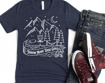 Disc Golf Dash Tee,Throw More Disc Golf Camping Scene, Gifts For Dad, Disc Golf Gifts, Frisbee Golf, Disk Golf, Disc Golf Basket