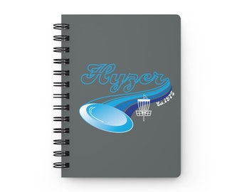 Disc Golf Spiral Bound Notebook, Hyzer Throw Logo, Disc Golf Notebook, Disc Golf, Disc Golf Book