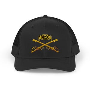 US Cavalry Embroidered Recon Snapback Trucker Cap, Military Style Hat