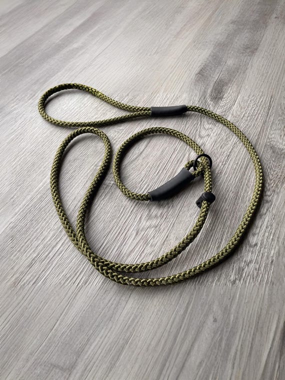 8mm Slip Lead for Dog Training Walking Puppy Recall Long Line | Olive Green Khaki 1 metre to 10 metres