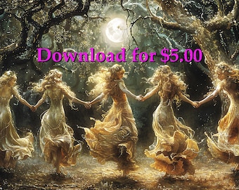 Dancing Fairies, Forest Fantasy Print, Fantasy Forest Art, Fairy Download Print
