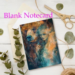 Krafttier Bär Karte, Fantasy Collage Kunst, Totem Bär Notecard, surreales Gruß, Kartengeschenk