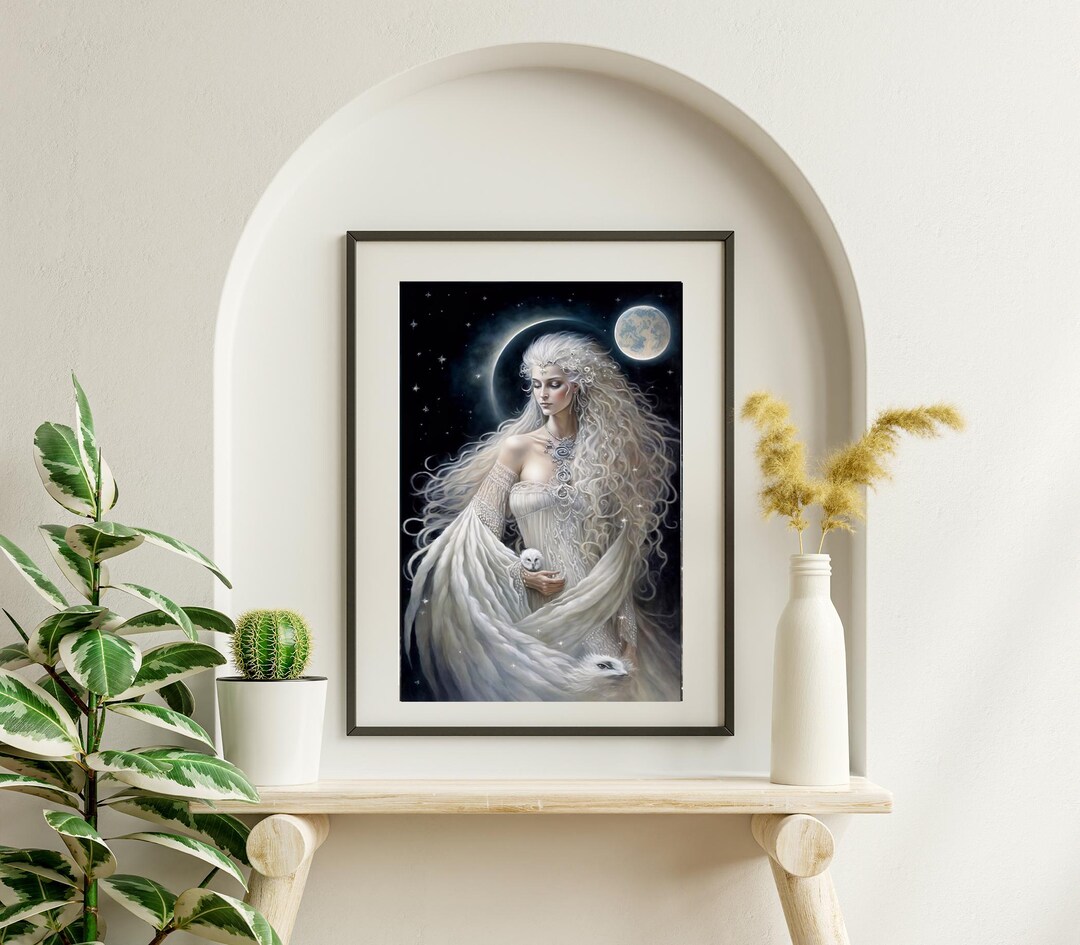 Moon Goddess Selene Art Print, Celestial Divine Feminine Wall Decor - Etsy