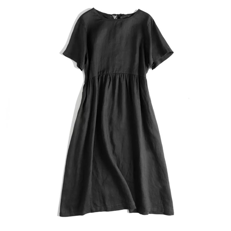 Women Loose Linen Dress Japanese Cotton Casual High Waist Line - Etsy