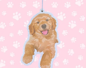 Golden Retriever Dog Air Freshener - Vanilla Scent - FREE Postage
