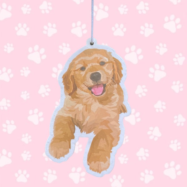 Golden Retriever Dog Air Freshener - Vanilla Scent - FREE Postage