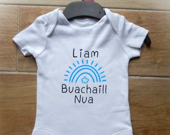 Personalized Irish Baby Vest: Cailín Nua/Buachaill Nua, Irish Gift