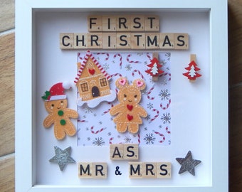 1st Christmas as Mr and Mrs Frame/ Newly Wed Christmas Gift/ Photo Frame for Couples at Christmas/ New Couple Christmas Gift/ Keepsake Gift