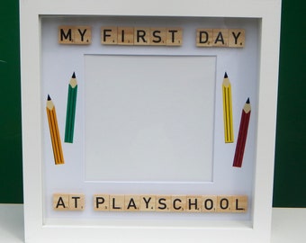 First Day At School Frame/ Personalised First day of school photo frame keepsake/ Back to school/First day of playschool photo keepsake gift
