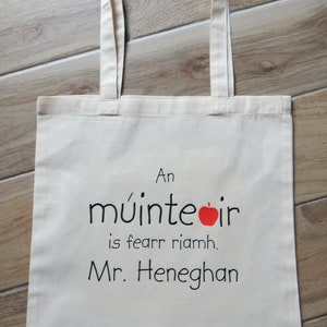 Best Teacher Ever Gift Bag, Irish Language, Múinteoir Bag, Teacher Gift, Thank You Gift for Teacher, Personalised Book Bag, Teacher Gift image 5