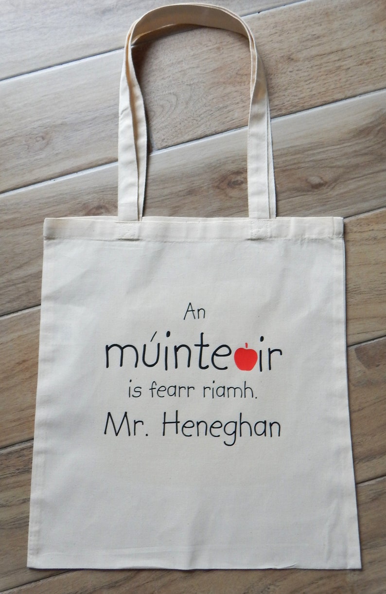 Best Teacher Ever Gift Bag, Irish Language, Múinteoir Bag, Teacher Gift, Thank You Gift for Teacher, Personalised Book Bag, Teacher Gift image 5