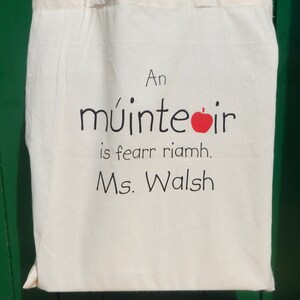 Best Teacher Ever Gift Bag, Irish Language, Múinteoir Bag, Teacher Gift, Thank You Gift for Teacher, Personalised Book Bag, Teacher Gift image 4