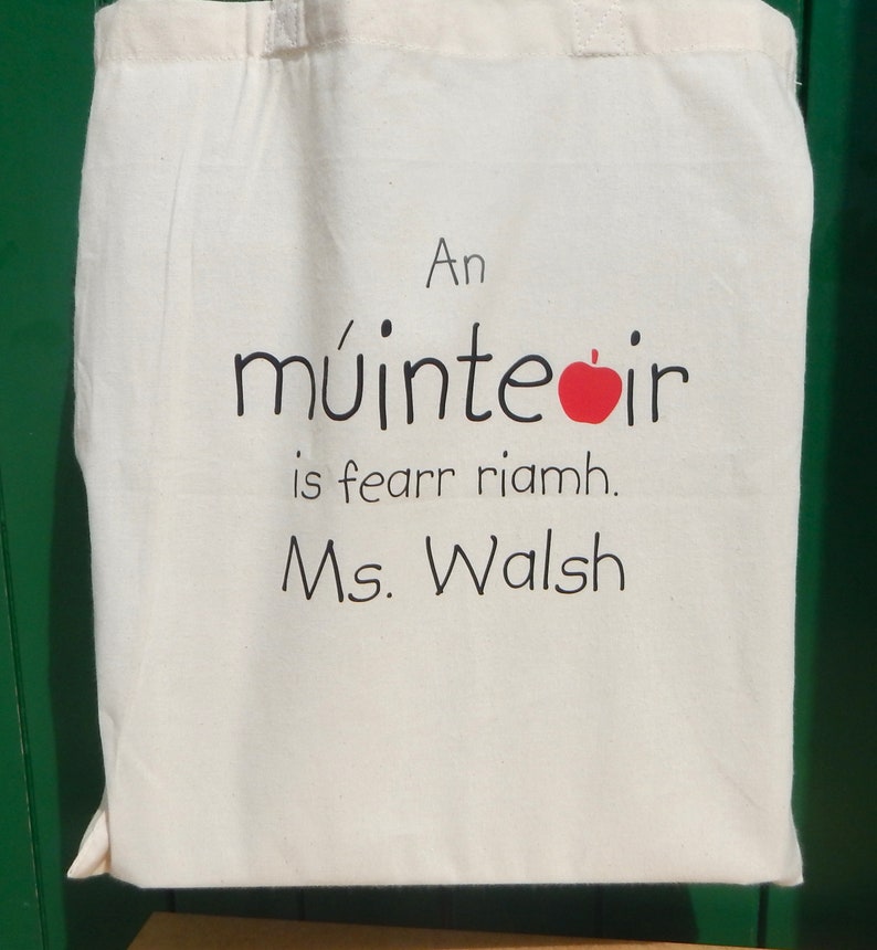 Best Teacher Ever Gift Bag, Irish Language, Múinteoir Bag, Teacher Gift, Thank You Gift for Teacher, Personalised Book Bag, Teacher Gift image 4