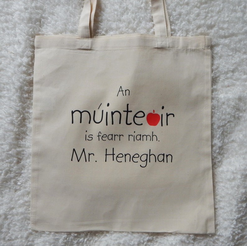 Best Teacher Ever Gift Bag, Irish Language, Múinteoir Bag, Teacher Gift, Thank You Gift for Teacher, Personalised Book Bag, Teacher Gift image 7