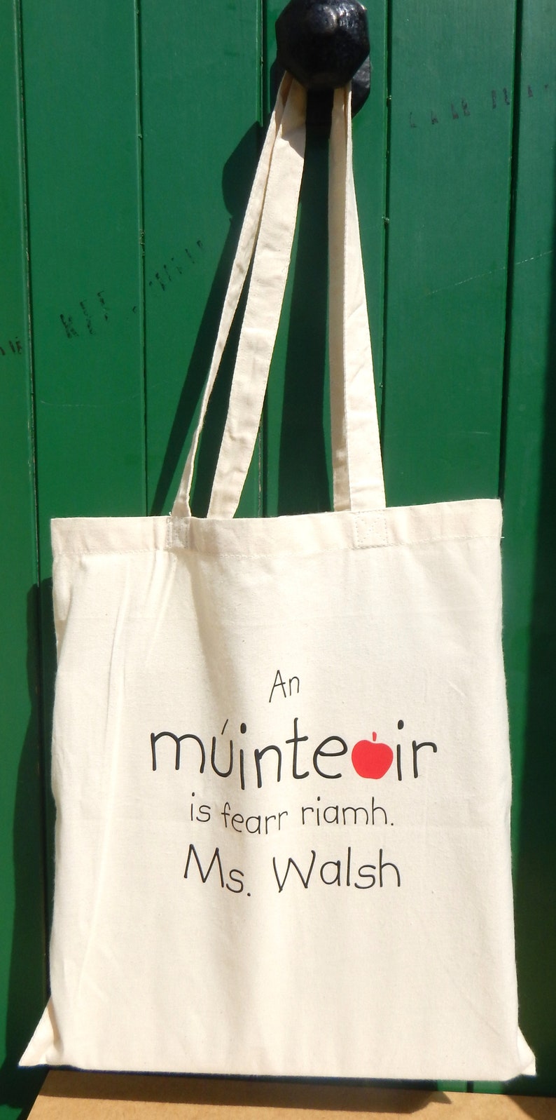 Best Teacher Ever Gift Bag, Irish Language, Múinteoir Bag, Teacher Gift, Thank You Gift for Teacher, Personalised Book Bag, Teacher Gift image 2
