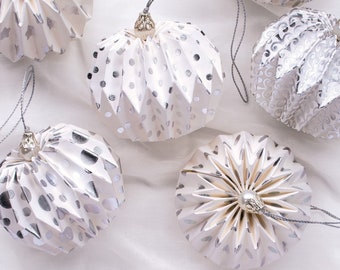 Set of 6 Hanging Paper Lanterns, Christmas Tree Decorations, Eco-Friendly Gift