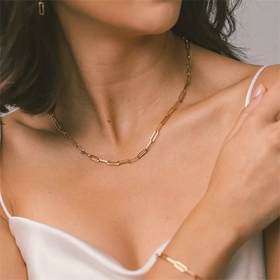 Everyday Paper Clip Chain Necklace Gold