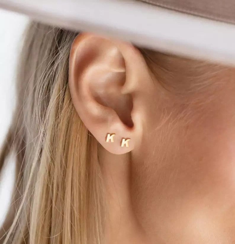 Tiny Letter Earrings Etsy