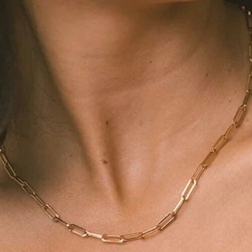 18K Gold Paperclip Necklace Gold Paper 