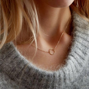 Open Circle Necklace, 14K Gold Filled Necklace, Everyday Women Necklace, Simple Necklace, circle necklace, valentines necklace for her