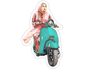 Tanya McQuoid White Lotus Jennifer Coolidge Scooter Die Cut Sticker