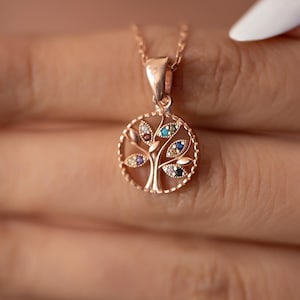 Tree of Life Necklace for Women, Christmas Gift for Mom, Handmade Jewelry, 925 Sterling Silver Family Necklace, Gift for Grandmother and Mom
