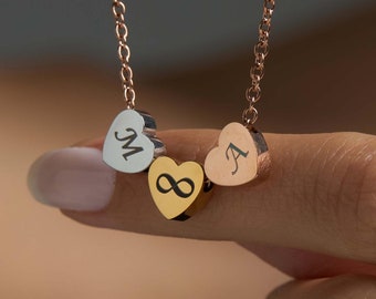 Collar personalizado con corazón grabado para mujer, colgante con nombre personalizado, collar de pareja, regalo de cumpleaños para ella, San Valentín, regalo hecho a mano.