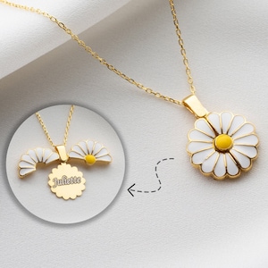 Personalised Necklaces for Women, Gift for Her, Daisy Necklace, Birthday Gift for Mom, Personalized Name Necklace Christmas Gift for Teacher Gold