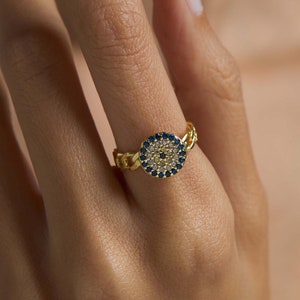925 Silver Evil Eye Ring for Women, Handmade Jewelry, Christmas Gift for Mum, Nazaar Ring, Protection Rings,  Birthday Gift for Her,and Mom