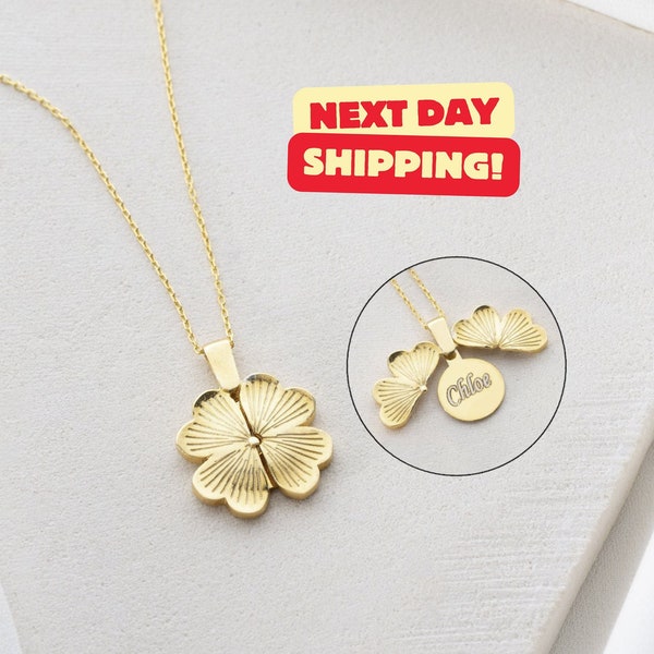 Personalized 4 Leaves Clover Name Necklaces, Handmade Jewelry, Clover Necklace, Personalised Birthday Gift, Luck Necklace, Gift For Her