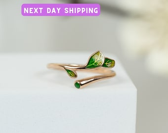 Green Ivy Leaf Rings for Women, 925 Sterling Silver Handmade Jewellery, Gift for Her, Blue Rings, Pink Rings for Mom, Gift for Grandma Mom