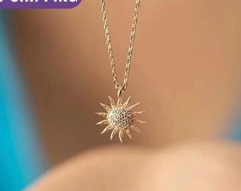 Minimalist Sunrise Necklaces for Women, Christmas Gift for Mom, 925K Silver Minimalist Jewelry, Sun Shine, Best Friend Birthday Gift For Her