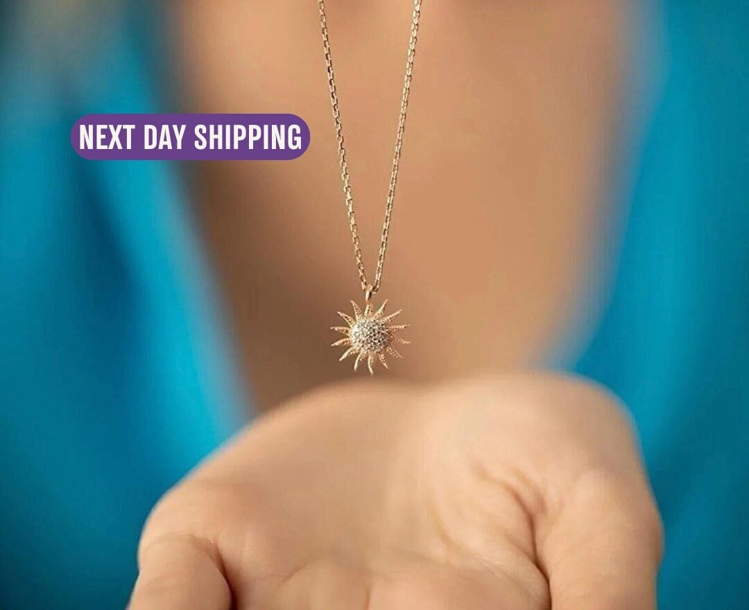 Minimalist Sunrise Necklaces for Women, Christmas Gift for Mom, 925K Silver Minimalist Jewelry, Sun Shine, Best Friend Birthday Gift For Her
