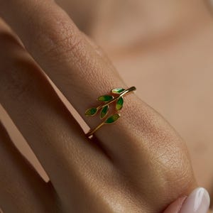 Olive Tree Branch Peace Rings for Women, 925 Silver Handmade Jewellery, Green Leaf Ivy Ring, Minimalist Ring for Sisters, Christmas Gift