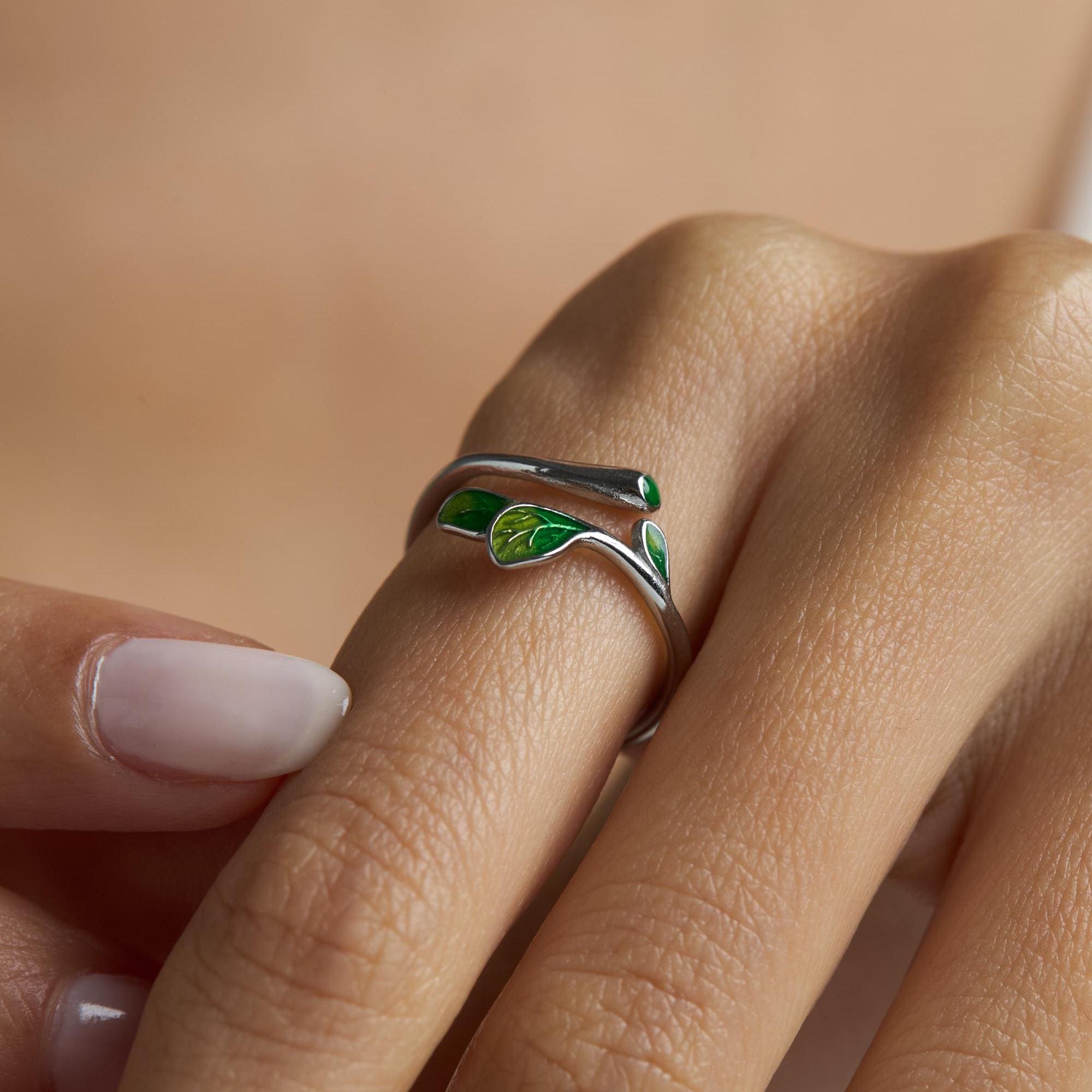 Anello Floreale In Argento Sterling Fatto A Mano: Fiore Inciso - Foto 4