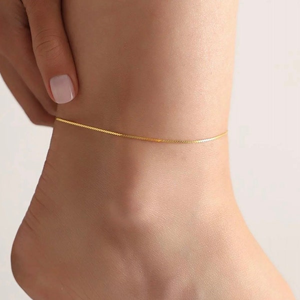 Minimalist Anklet for Women, 925K Sterling silver, Summer Jewellery, Rope Anklet, Snake Chain Anklet, Holiday Gift for Her, Anklet for Beach