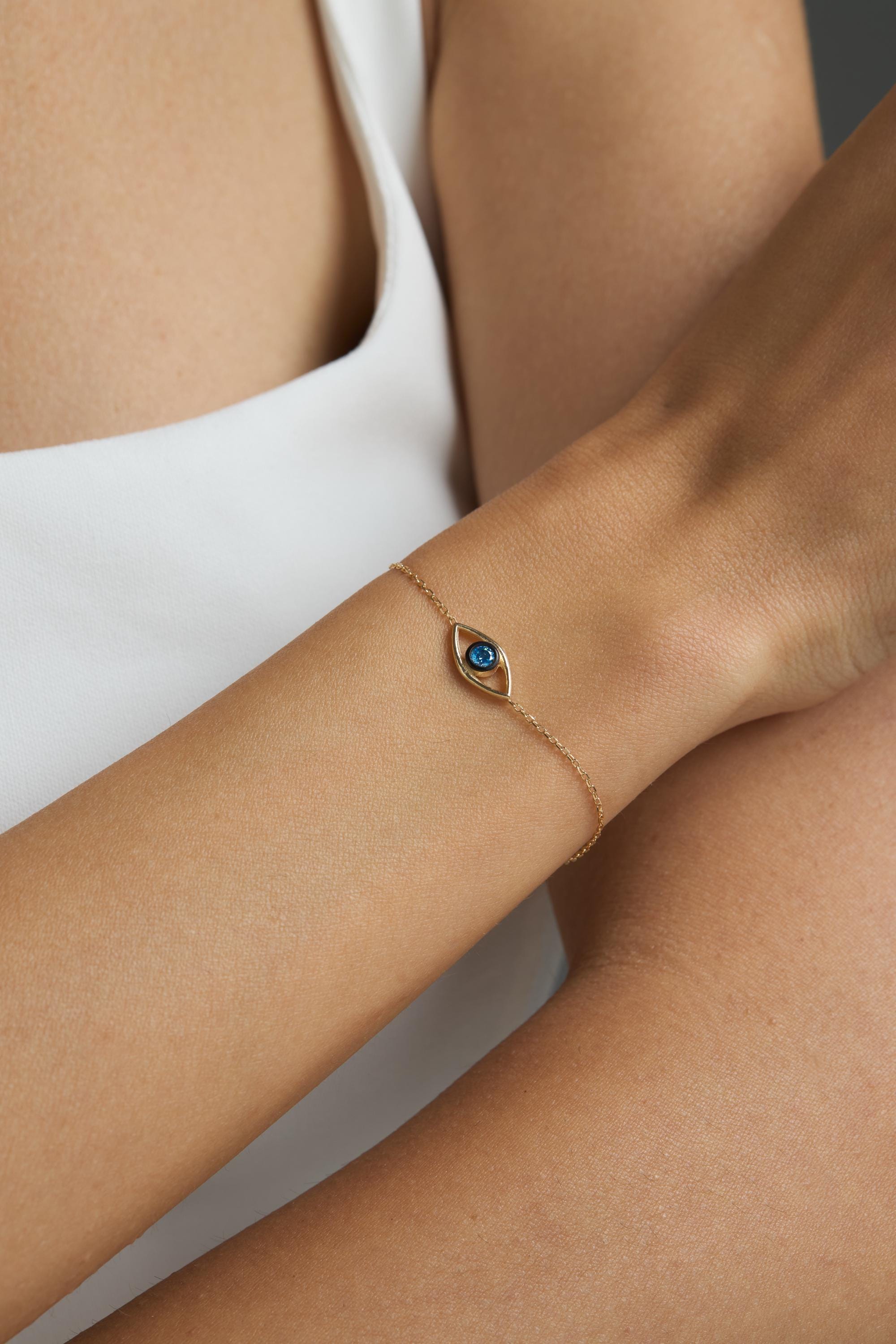 Braccialetto Malocchio Per Donna Con Perline Di Vetro - Gioiello Portafortuna Elastico Con Biglietto Per Protezione E Fortuna