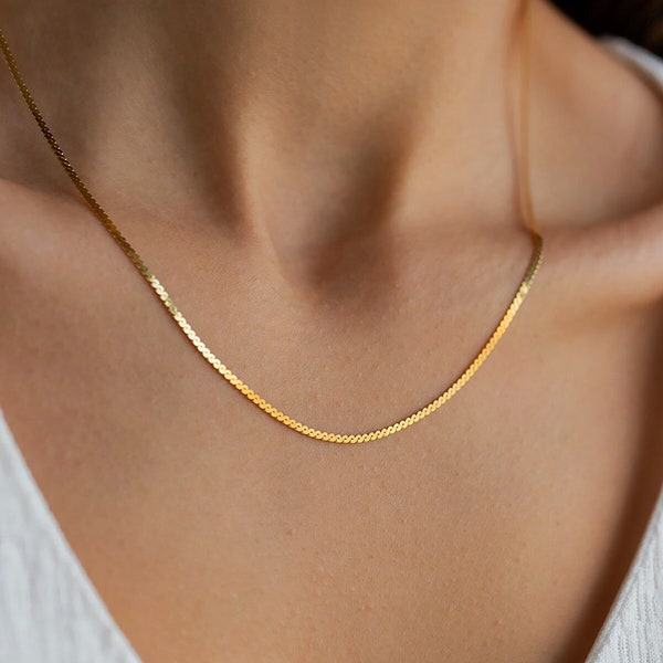 Minimalist Sterling Silver Snake Chain Necklace, Handmade Jewelry, Christmas Gift for Women, Layer Necklace, Best Friend Birthday Gift