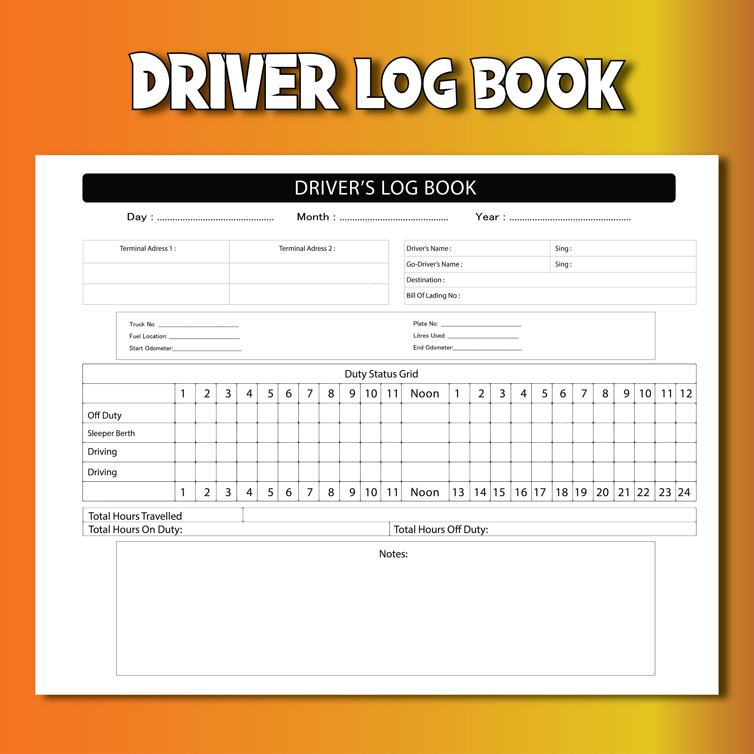 Driver Log Book Driver's Daily Log Book for Short Haul Etsy