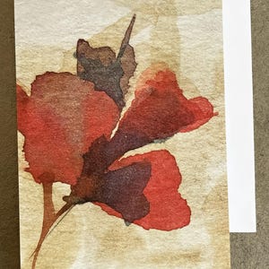 Greetings card watercolor flowers blank inside with white envelope, birthday card