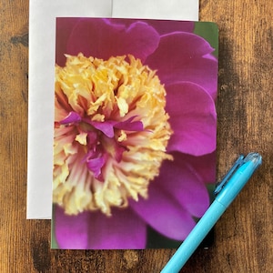 Carte de souhaits fleur pivoine sans texte avec enveloppe, carte de fête, carte de voeux, carte d'anniversaire