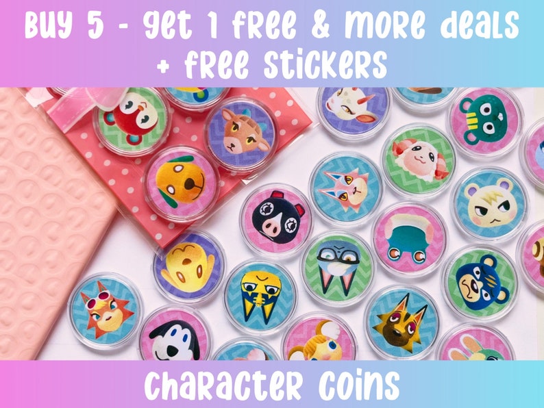 Monedas de personajes y aldeanos de AC Todos los personajes Paquetes compre 5 y obtenga 1 gratis. imagen 2