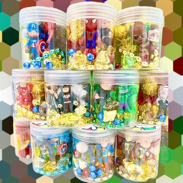 Superhero Inspired Party Favor Play Dough Jars