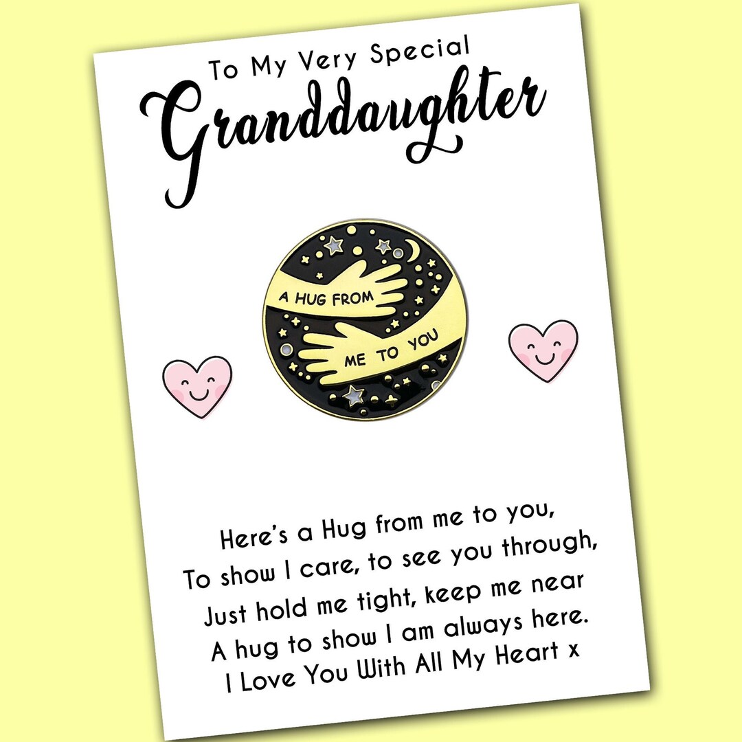 Granddaughter A Hug From Me to You Pocket Hug Pin Badges With Very